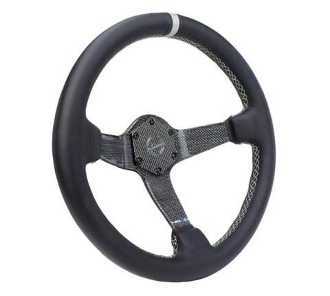 NRG Reinforced Steering Wheel (350mm) Blue Carbon Fiber Center - Blue Stitching & Center Mark thumbnail 2