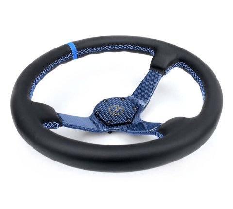 NRG Reinforced Steering Wheel (350mm) Blue Carbon Fiber Center - Blue Stitching & Center Mark thumbnail 5