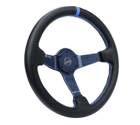 NRG Reinforced Steering Wheel (350mm) Blue Carbon Fiber Center - Blue Stitching & Center Mark thumbnail 6