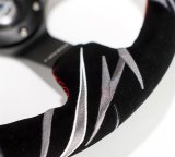 NRG Reinforced Steering Wheel (3in. Deep) Jeff Jones Sig Blk Suede, Red Stich, Car Livery Embroidery thumbnail 1