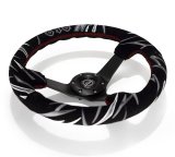 NRG Reinforced Steering Wheel (3in. Deep) Jeff Jones Sig Blk Suede, Red Stich, Car Livery Embroidery thumbnail 3