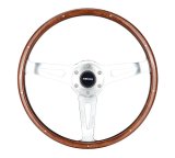 NRG Classic Wood Grain Steering Wheel (365mm) Wood w/Metal Accents & Polished Alum. 3-Spoke Center thumbnail 1
