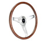 NRG Classic Wood Grain Steering Wheel (365mm) Wood w/Metal Accents & Polished Alum. 3-Spoke Center thumbnail 2