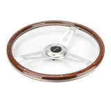 NRG Classic Wood Grain Steering Wheel (365mm) Wood w/Metal Accents & Polished Alum. 3-Spoke Center thumbnail 3