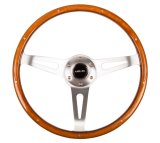 NRG Classic Wood Grain Steering Wheel (365mm) Wood w/Metal Accents & Polished Alum. 3-Spoke Center thumbnail 5