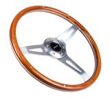 NRG Classic Wood Grain Steering Wheel (365mm) Wood w/Metal Accents & Polished Alum. 3-Spoke Center thumbnail 6