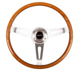 NRG Classic Wood Grain Steering Wheel (365mm) Wood w/Metal Accents & Polished Alum. 3-Spoke Center thumbnail 8