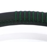 NRG Steering Wheel 1.5in Dish 350mm Black Perforated Leather - Emerald Stitching - Reinforced Spoke thumbnail 2