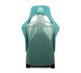 NRG FRP Bucket Seat - 20 Year Anniversary - Microfiber Green w/ White Stripes & Arrow Design - Large thumbnail 2