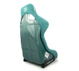 NRG FRP Bucket Seat - 20 Year Anniversary - Microfiber Green w/ White Stripes & Arrow Design - Large thumbnail 3
