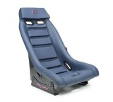 NRG GT Retro Bucket Seat - Navy PVC Leather Navy Stitching Silver Fiberglass Back w/ Glitter thumbnail 1
