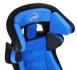 NRG FIA Competition Seat w/ Head Containment & Comp Fabric Velcro Paddings Snug Thick Cushion - Blue thumbnail 1