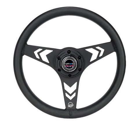 NRG Aluminum Steering Wheel 330mm - Arow Cutout - Ergonomic Grip - Anadized Black