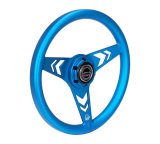 NRG Aluminum Steering Wheel 330mm - Arow Cutout - Ergonomic Grip - Anadized Blue thumbnail 2