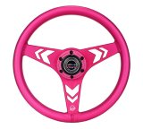 NRG Aluminum Steering Wheel 330mm - Arow Cutout - Ergonomic Grip - Anadized Pink thumbnail 1