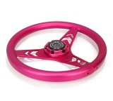 NRG Aluminum Steering Wheel 330mm - Arow Cutout - Ergonomic Grip - Anadized Pink thumbnail 2