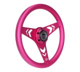 NRG Aluminum Steering Wheel 330mm - Arow Cutout - Ergonomic Grip - Anadized Pink thumbnail 3