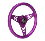 NRG Aluminum Steering Wheel 330mm - Arow Cutout - Ergonomic Grip - Anadized Purple thumbnail 2