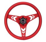 NRG Aluminum Steering Wheel 330mm - Arow Cutout - Ergonomic Grip - Anadized Red thumbnail 1