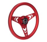 NRG Aluminum Steering Wheel 330mm - Arow Cutout - Ergonomic Grip - Anadized Red thumbnail 3