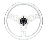NRG Aluminum Steering Wheel 330mm - Arow Cutout - Ergonomic Grip - Anadized Silver thumbnail 1
