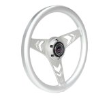 NRG Aluminum Steering Wheel 330mm - Arow Cutout - Ergonomic Grip - Anadized Silver thumbnail 2
