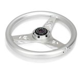 NRG Aluminum Steering Wheel 330mm - Arow Cutout - Ergonomic Grip - Anadized Silver thumbnail 3