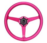 NRG Aluminum Steering Wheel 330mm - Heritage Solid Spoke - Ergonomic Grip - Anadized Pink thumbnail 1