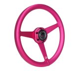 NRG Aluminum Steering Wheel 330mm - Heritage Solid Spoke - Ergonomic Grip - Anadized Pink thumbnail 3