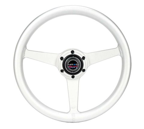 NRG Aluminum Steering Wheel 330mm - Heritage Solid Spoke - Ergonomic Grip - Anadized Silver