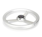 NRG Aluminum Steering Wheel 330mm - Heritage Solid Spoke - Ergonomic Grip - Anadized Silver thumbnail 2