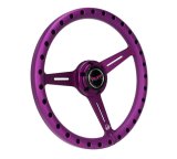 NRG Aluminum Steering Wheel 330mm - Extra Light - Ergonomic Grip - Anadized Purple thumbnail 3