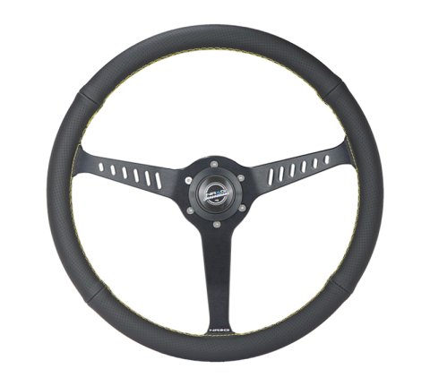 NRG Reinforced Steering Wheel (380mm/1in. Deep) Perforated Leather and Yellow Stitching