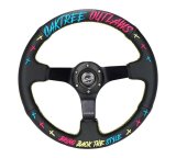 NRG Reinforced Steering Wheel - Oak Tree Outlaws 3in Deep/5mm Blk Spoke 350mm Wheel - Blk Perf Lthr thumbnail 1