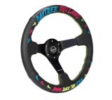 NRG Reinforced Steering Wheel - Oak Tree Outlaws 3in Deep/5mm Blk Spoke 350mm Wheel - Blk Perf Lthr thumbnail 3