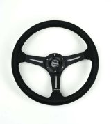 NRG Reinforced Micro Suede Racing Steering Wheel 350mm / 2.5in Deep / 4mm Matte Black Spoke thumbnail 1