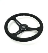NRG Reinforced Micro Suede Racing Steering Wheel 350mm / 2.5in Deep / 4mm Matte Black Spoke thumbnail 2