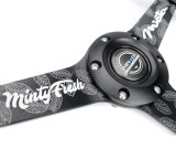 NRG Reinforced Black Perforated Leather Steering Wheel 350mm / 1.5in Deep w/ Goal Digger Blk Stitch thumbnail 4