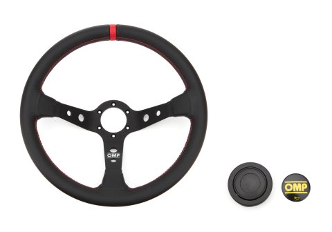OMP Corsica Racing Steering Wheels 350mm - Black/Red thumbnail 3