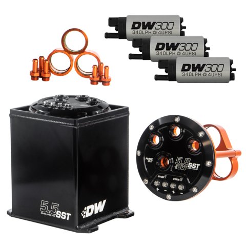 DeatschWerks 5.5L Modular Surge Tank Includes 3 DW300 Fuel Pumps thumbnail 1