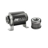 DeatschWerks Stainless Steel 8AN 40 Micron Universal Inline Fuel Filter Housing Kit (70mm) thumbnail 1