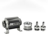 DeatschWerks Stainless Steel 3/8in 5 Micron Universal Inline Fuel Filter Housing Kit (70mm) thumbnail 1