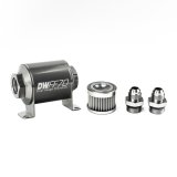 DeatschWerks Stainless Steel 8AN 5 Micron Universal Inline Fuel Filter Housing Kit (70mm) thumbnail 1
