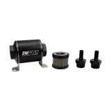 DeatschWerks Stainless Steel 3/8in 10 Micron Universal Inline Fuel Filter Housing Kit (70mm) thumbnail 1