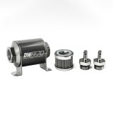 DeatschWerks Stainless Steel 5/16in 40 Micron Universal Inline Fuel Filter Housing Kit (70mm) thumbnail 1