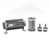 DeatschWerks Stainless Steel 5/16in 5 Micron Universal Inline Fuel Filter Housing Kit (110mm) thumbnail 1