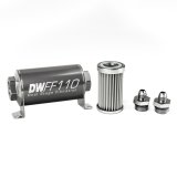 DeatschWerks Stainless Steel 6AN 5 Micron Universal Inline Fuel Filter Housing Kit (110mm) thumbnail 1
