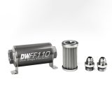 DeatschWerks Stainless Steel 8AN 5 Micron Universal Inline Fuel Filter Housing Kit (110mm) thumbnail 1