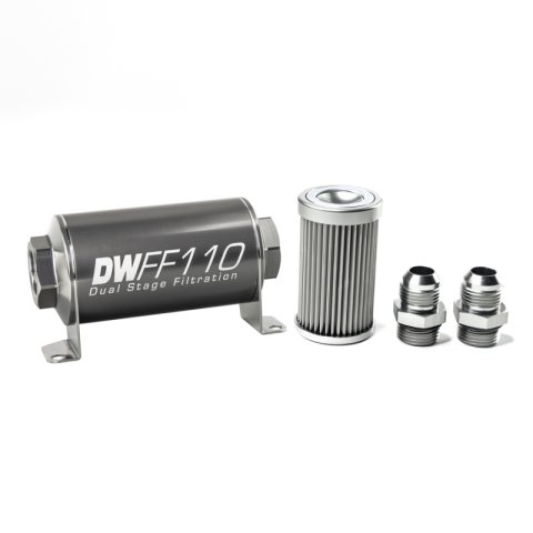 DeatschWerks Stainless Steel 10AN 10 Micron Universal Inline Fuel Filter Housing Kit (110mm) thumbnail 2