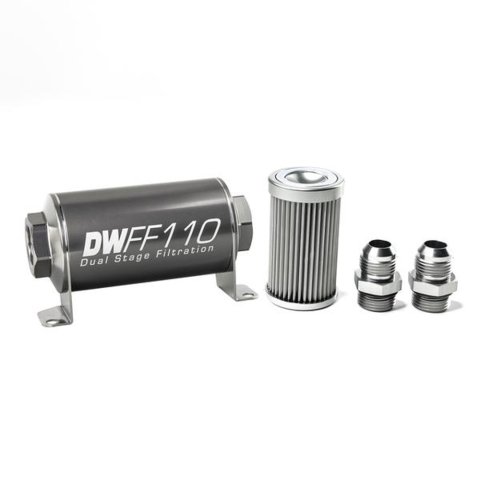 DeatschWerks Stainless Steel 10AN 10 Micron Universal Inline Fuel Filter Housing Kit (110mm) thumbnail 4
